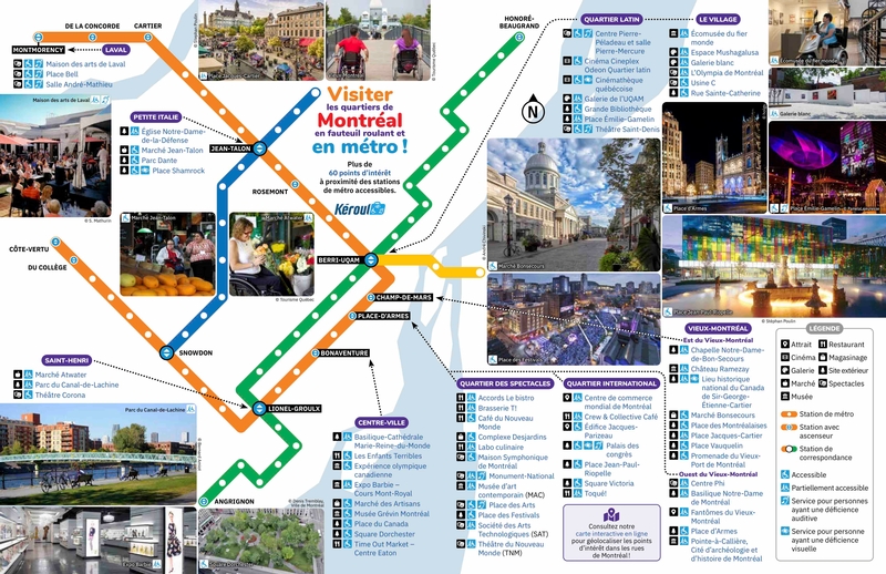 Carte du métro de Montréal avec points d'intérêts accessibles