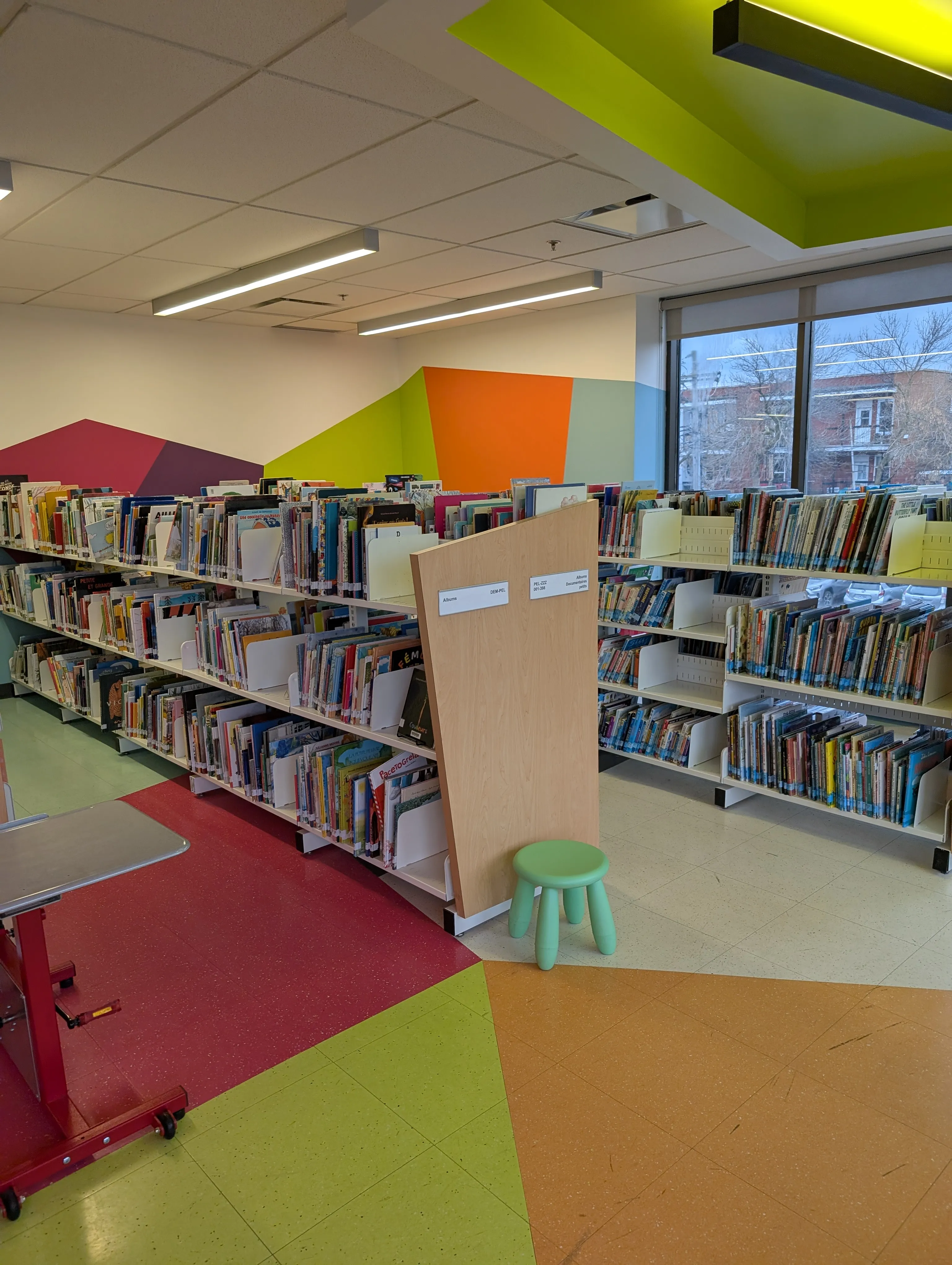 Bookshelves in the Children's and Young Adult Section