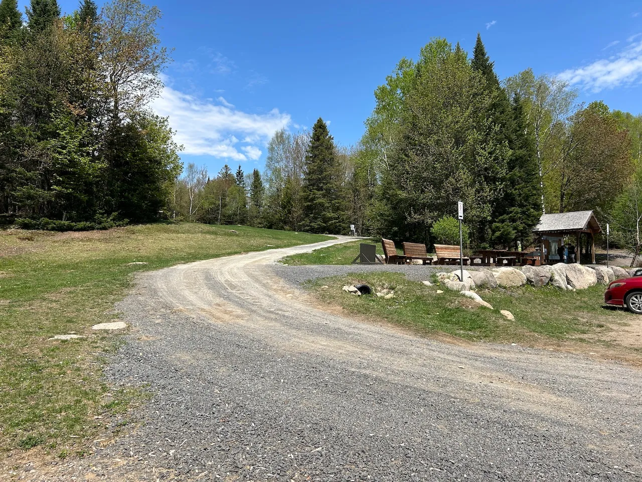 A sloping path leading to the start of the family trail