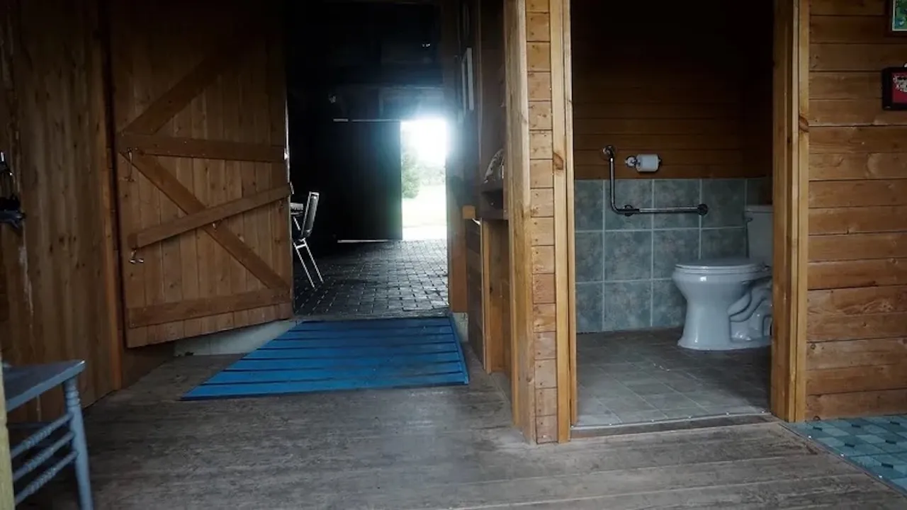 Access ramp leading to the restroom