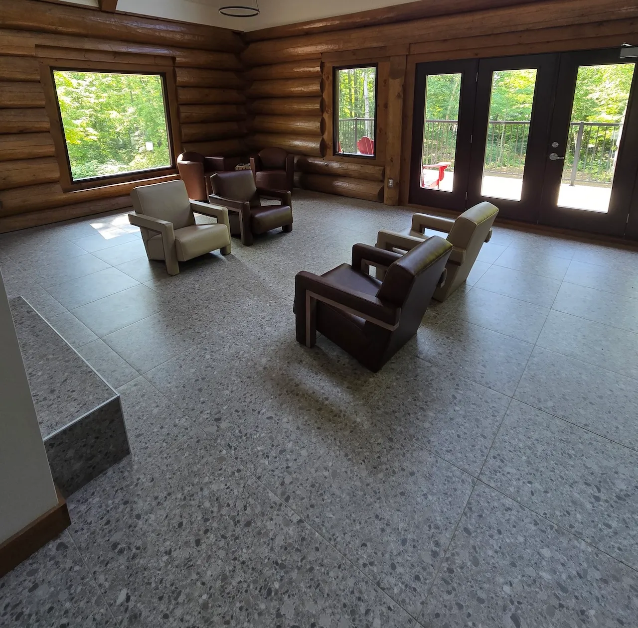 Inside the reception building