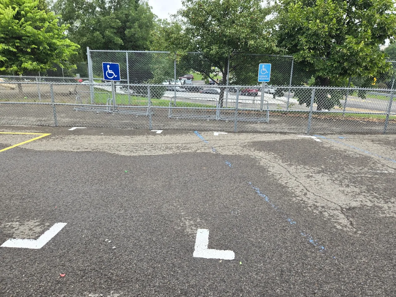 Parking spaces reserved for the school