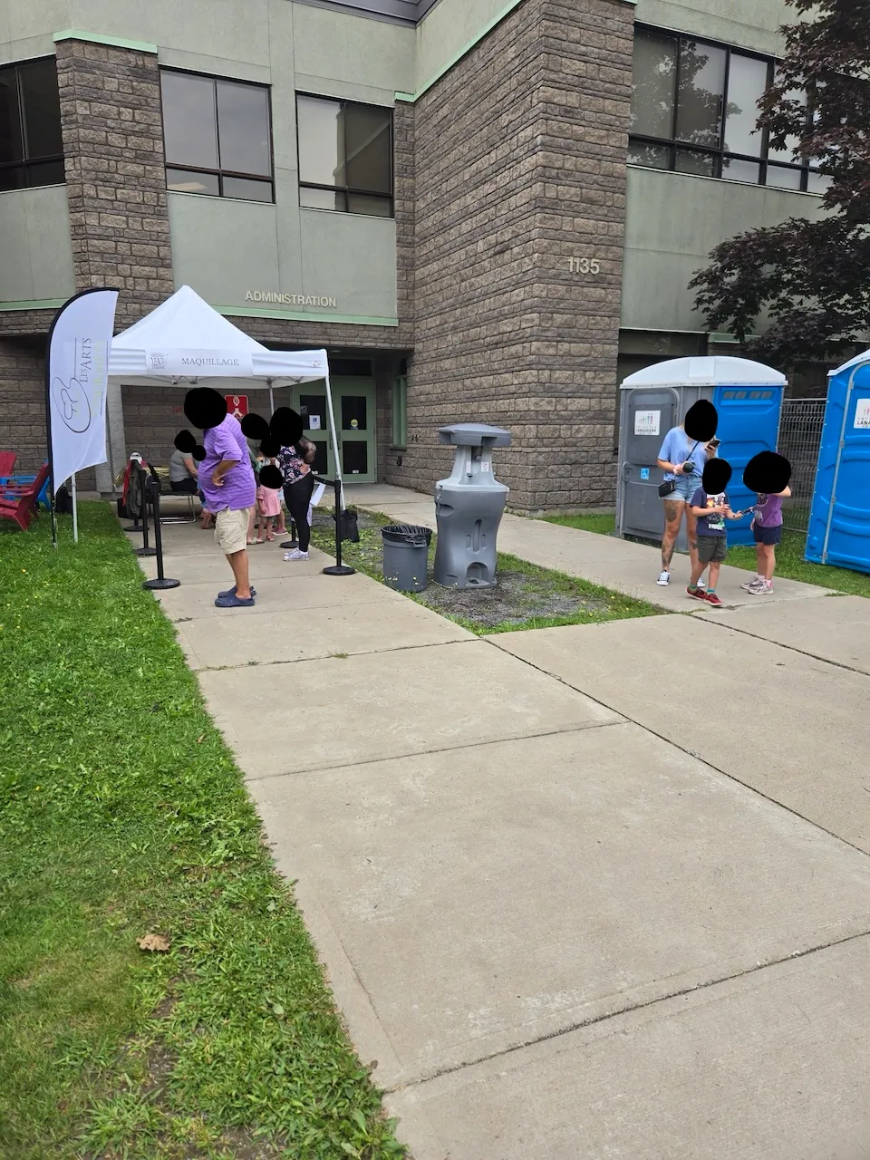 Outdoor entrance to the portable toilet and the school