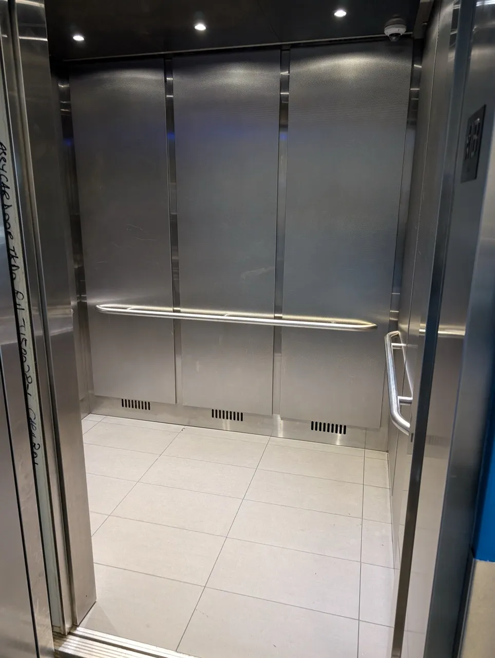 Elevator leading to the parking lot