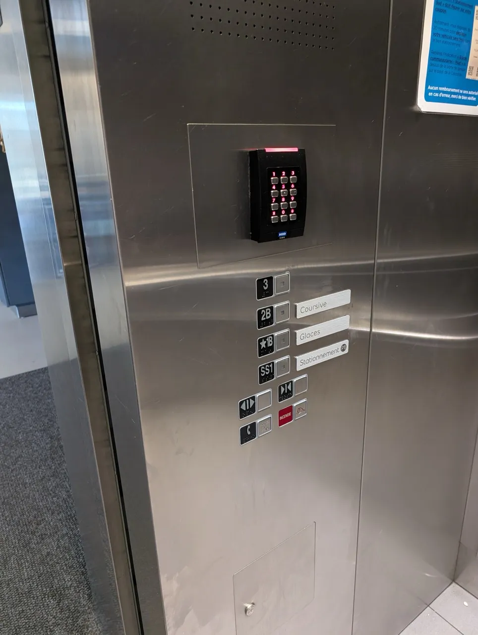Interior elevator control panel