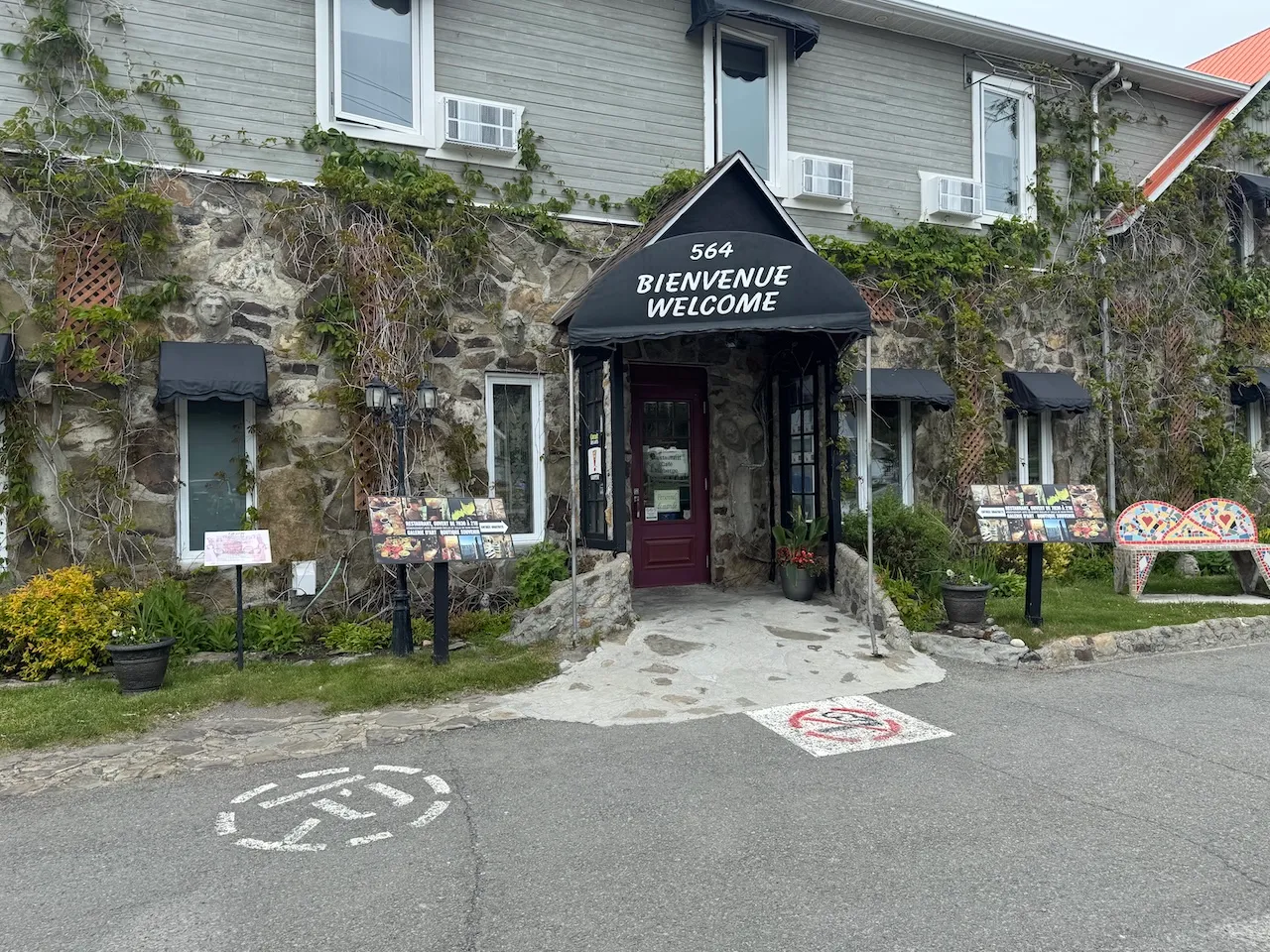 Entrance to the building with a steep slope