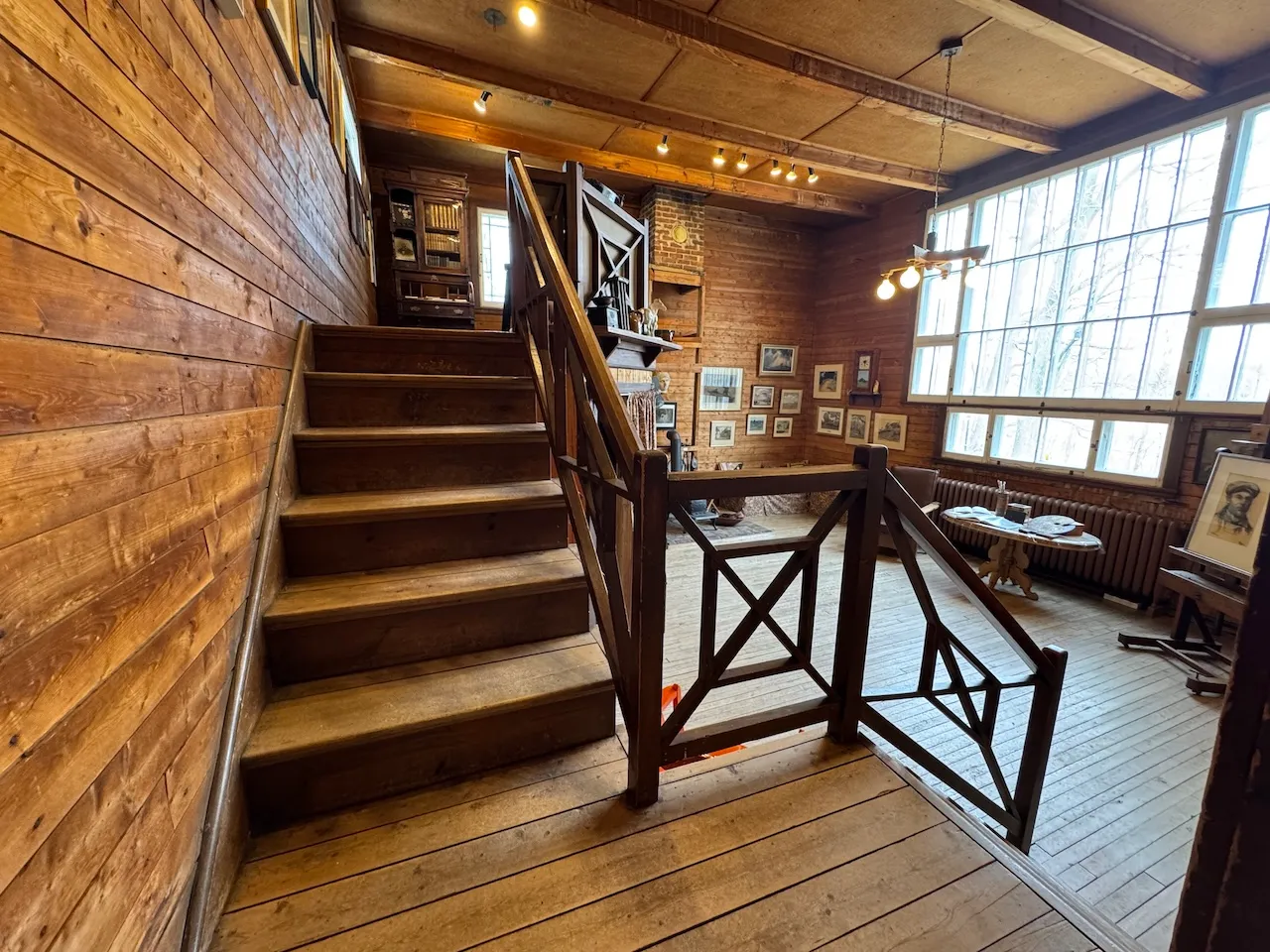 Access to the workshop area via a staircase