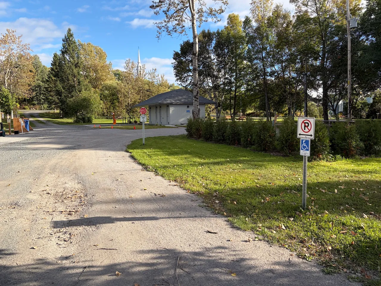 Accessible path connecting the reception building and the restroom facilities