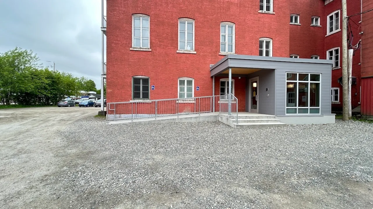 Reserved parking spaces and access ramp