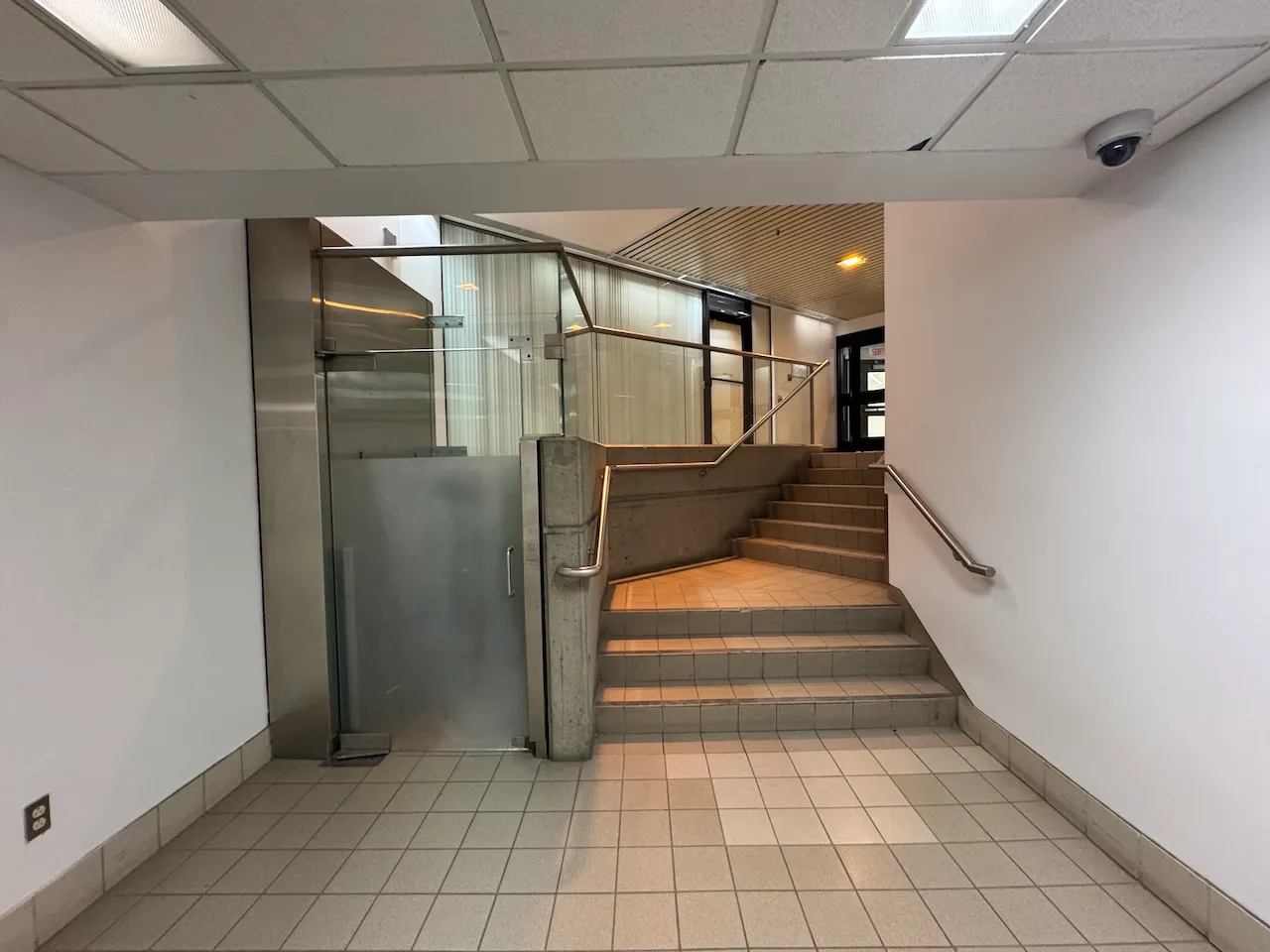 Freight elevator for access to underground parking (Delta Hotel)