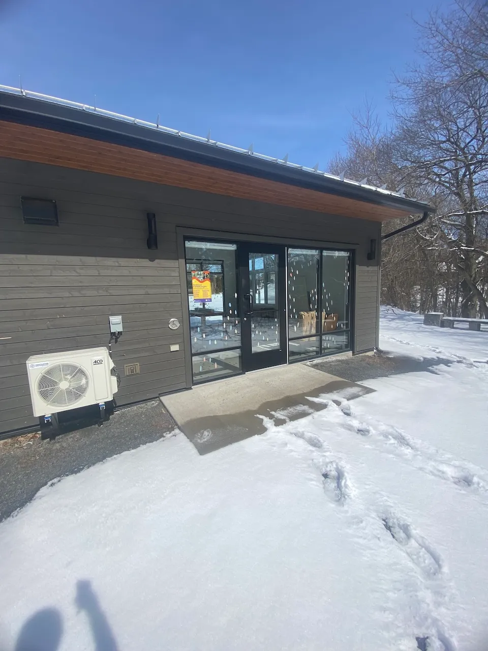 External entrance to the pavilion (at the rear of the building)