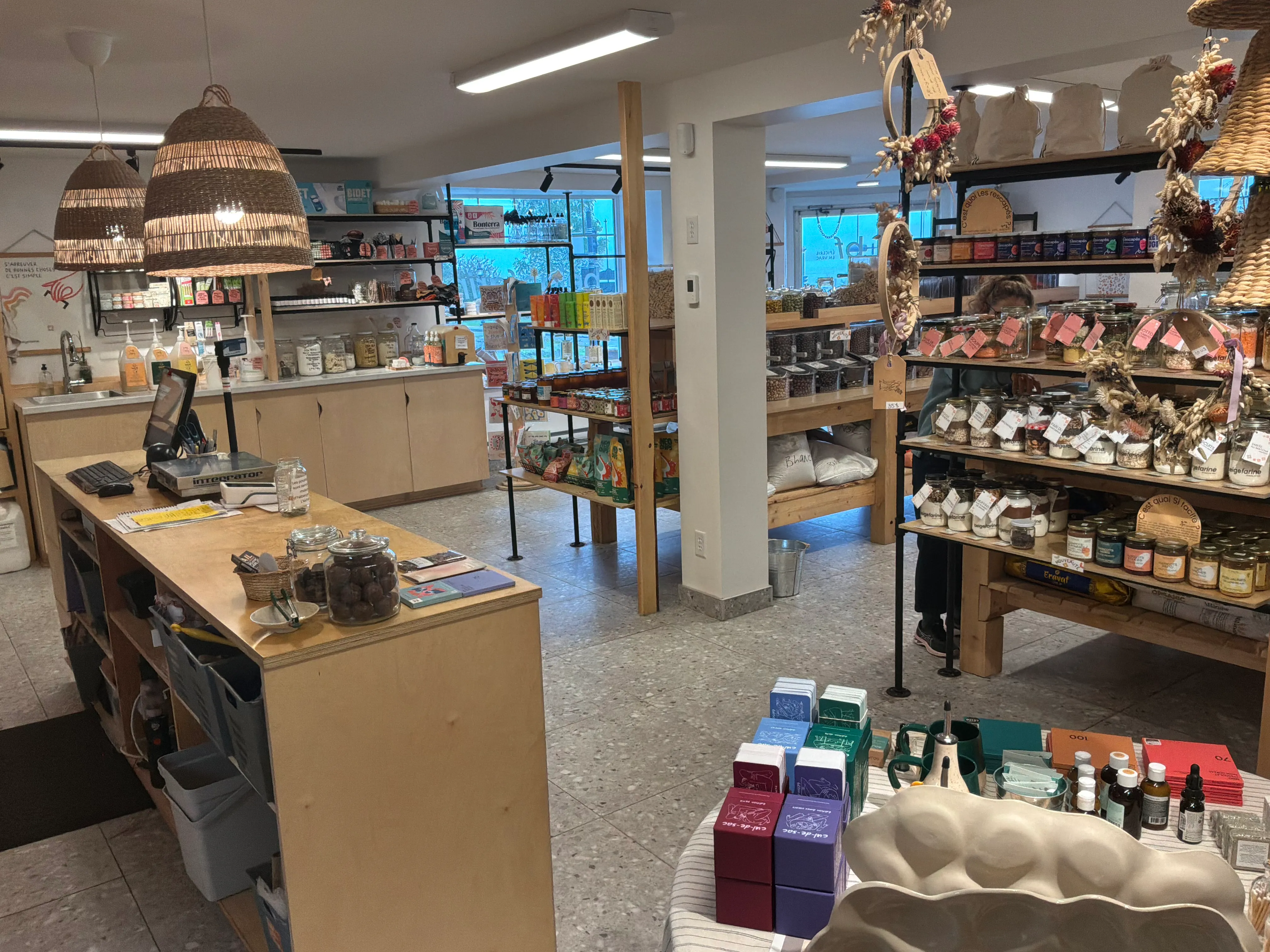 Counter and aisles in the store