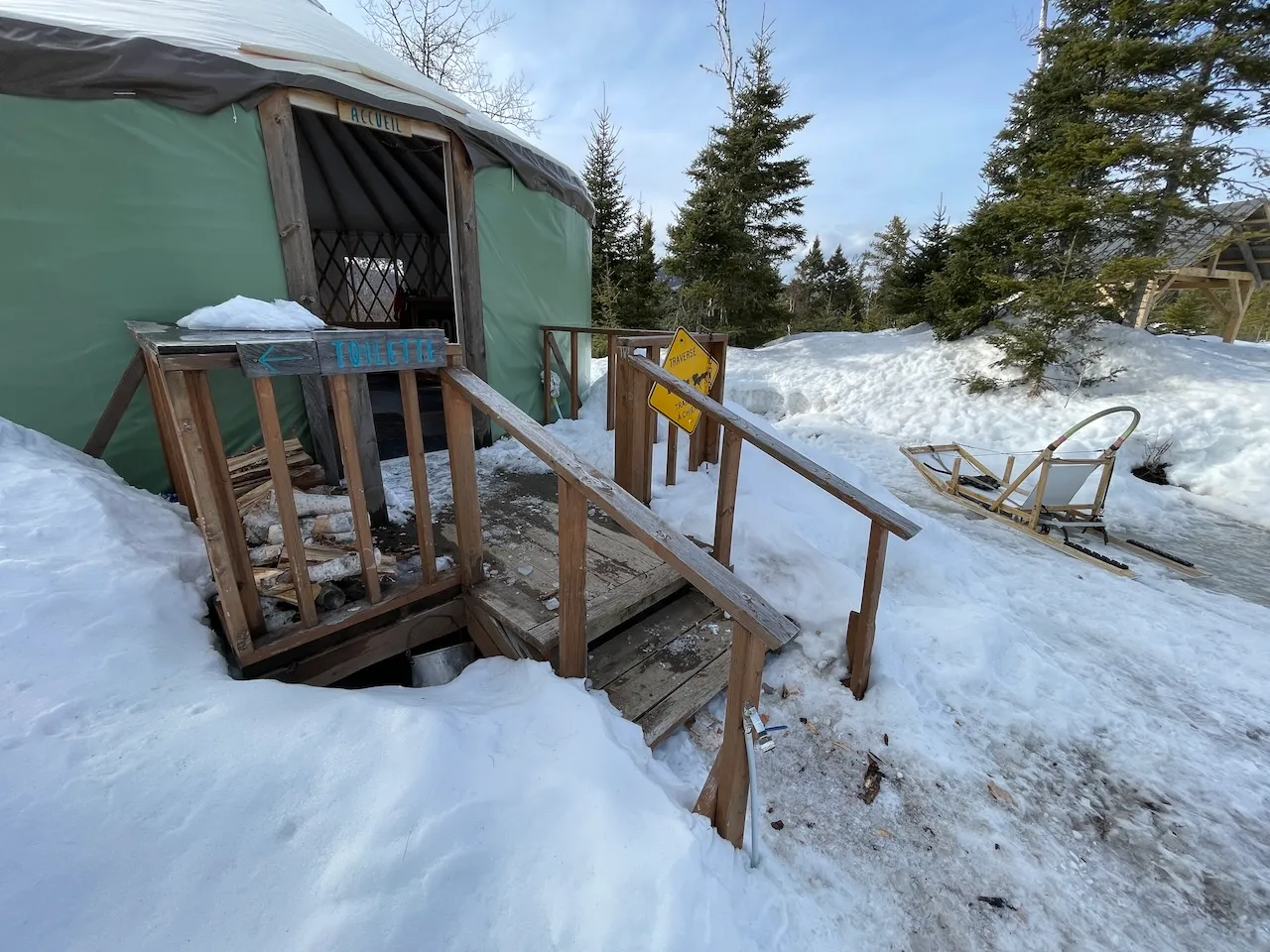 Entrance to the welcome yurt