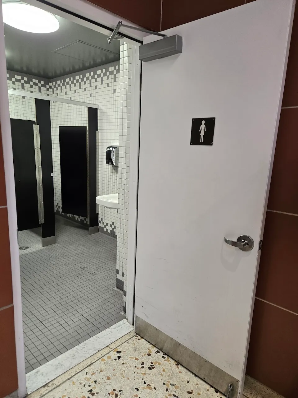 Entrance to the restroom near the main entrance