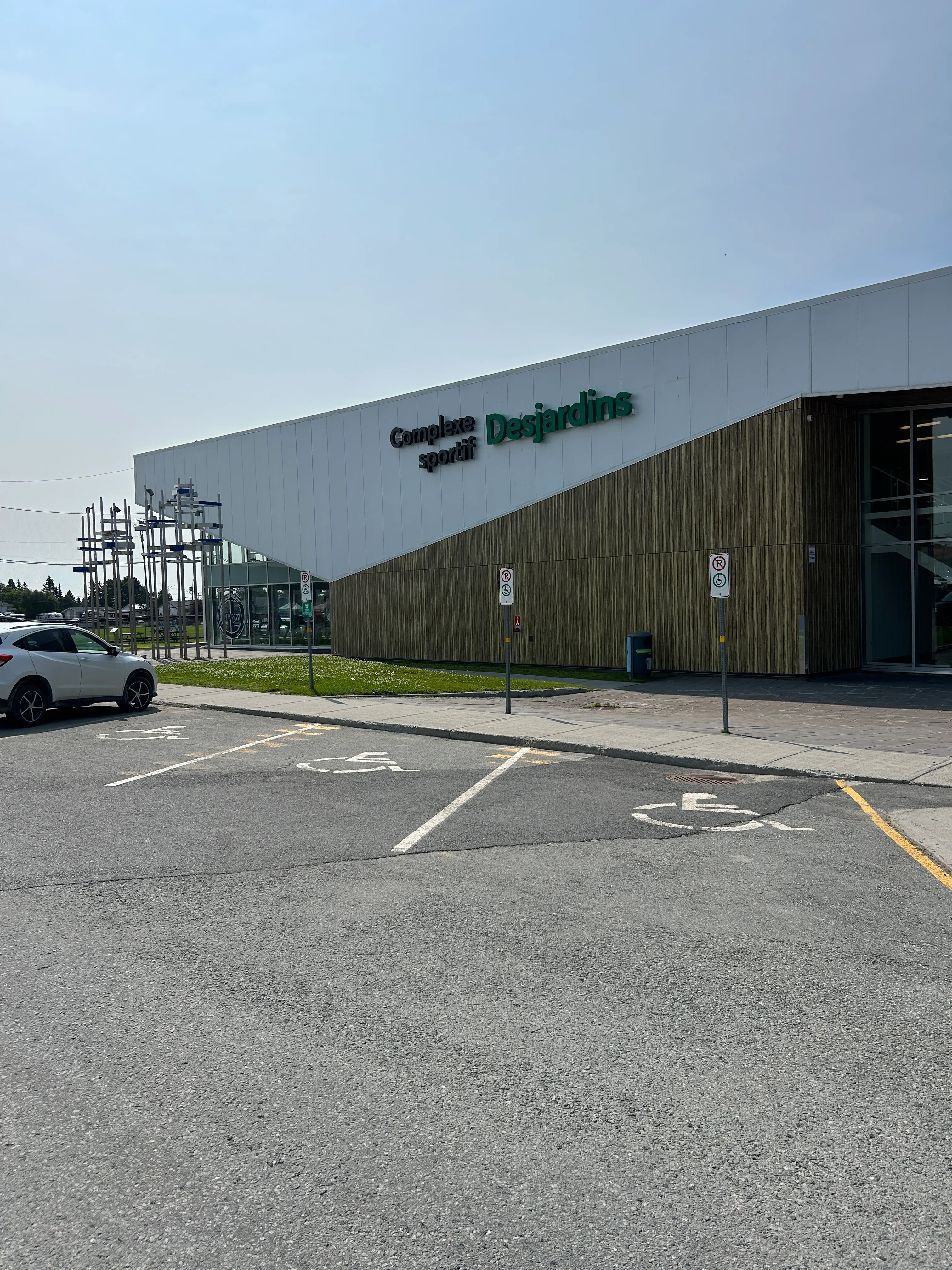 Reserved parking spaces in front of the building