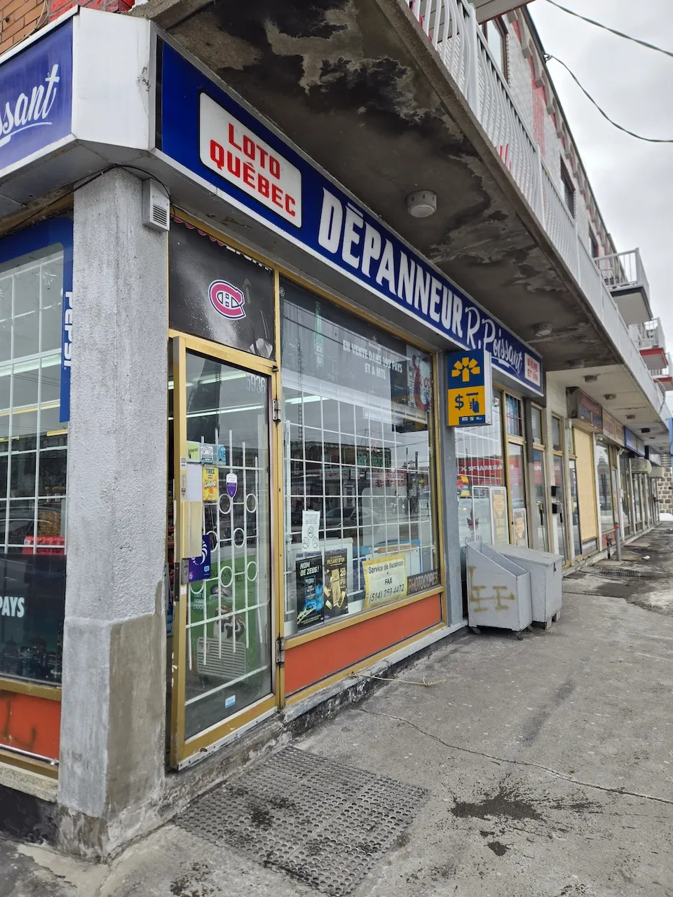 Outside the Poissant convenience store