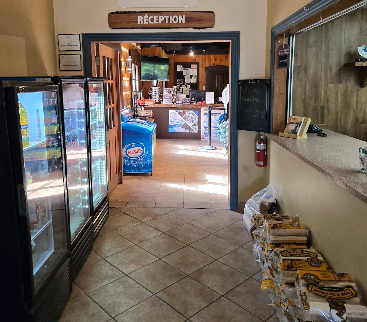 Reception desk in the campground's reception building