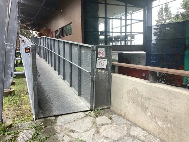 Ramp leading to the dining area on the upper floor