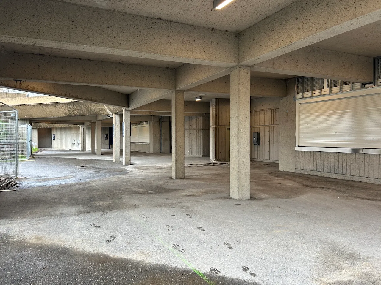 Service area under the bleachers