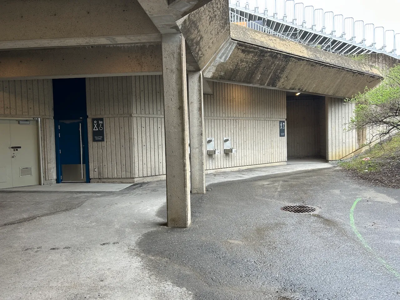 Restrooms on the right side