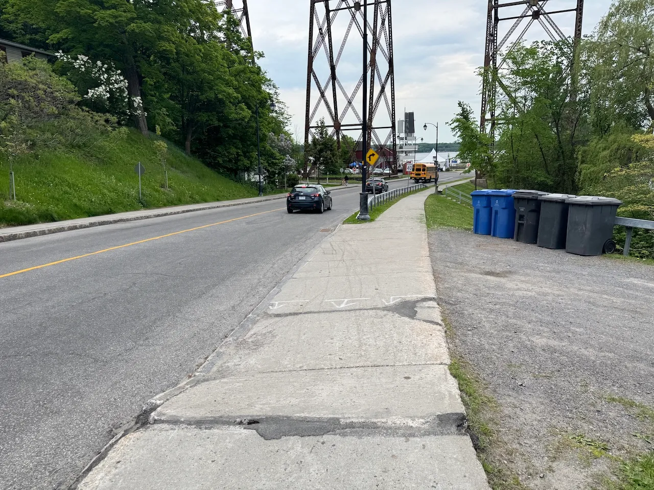 Sloped sidewalk between sites 4 and 5