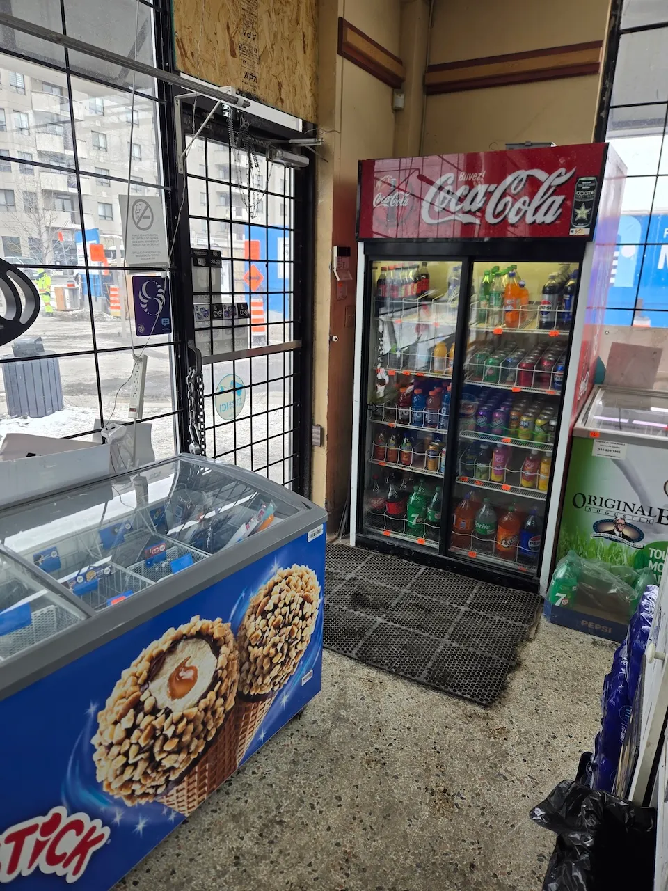 Inside the convenience store entrance