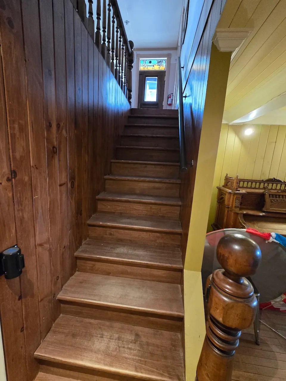 Stairs leading to the upper floor of the museum