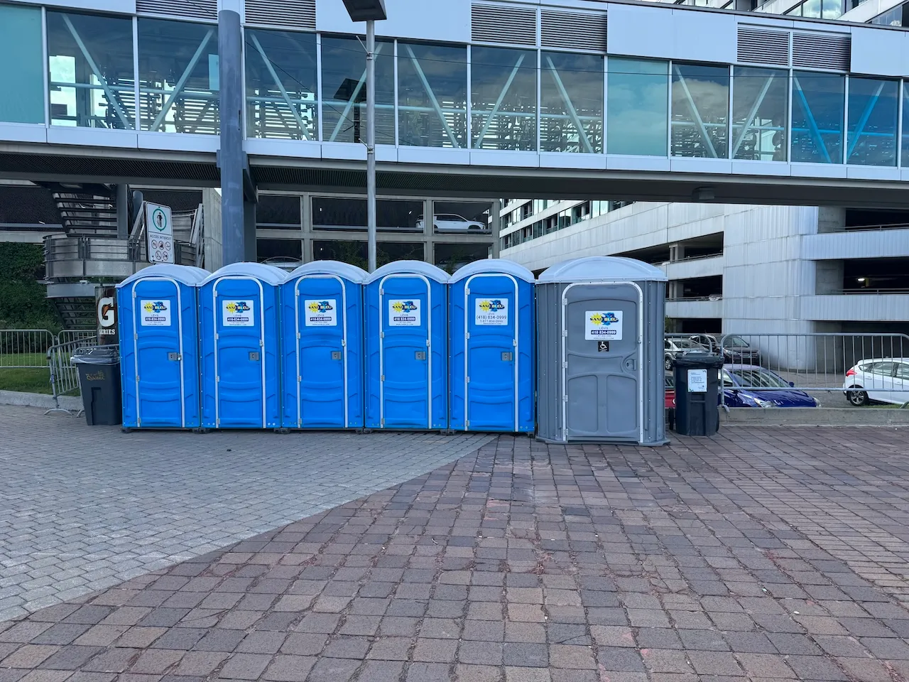 Portable toilets near the reserved area