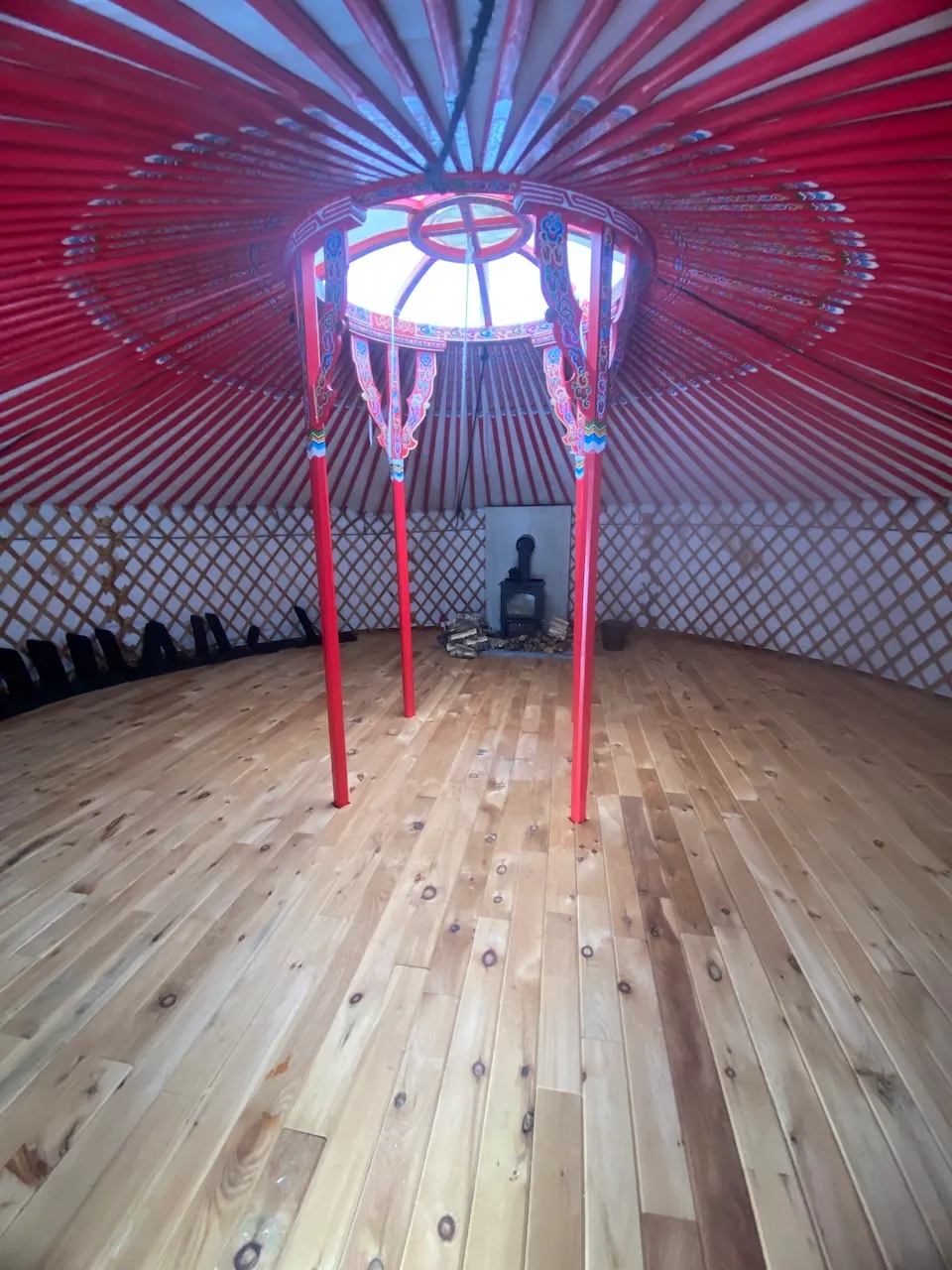 Inside the yurt