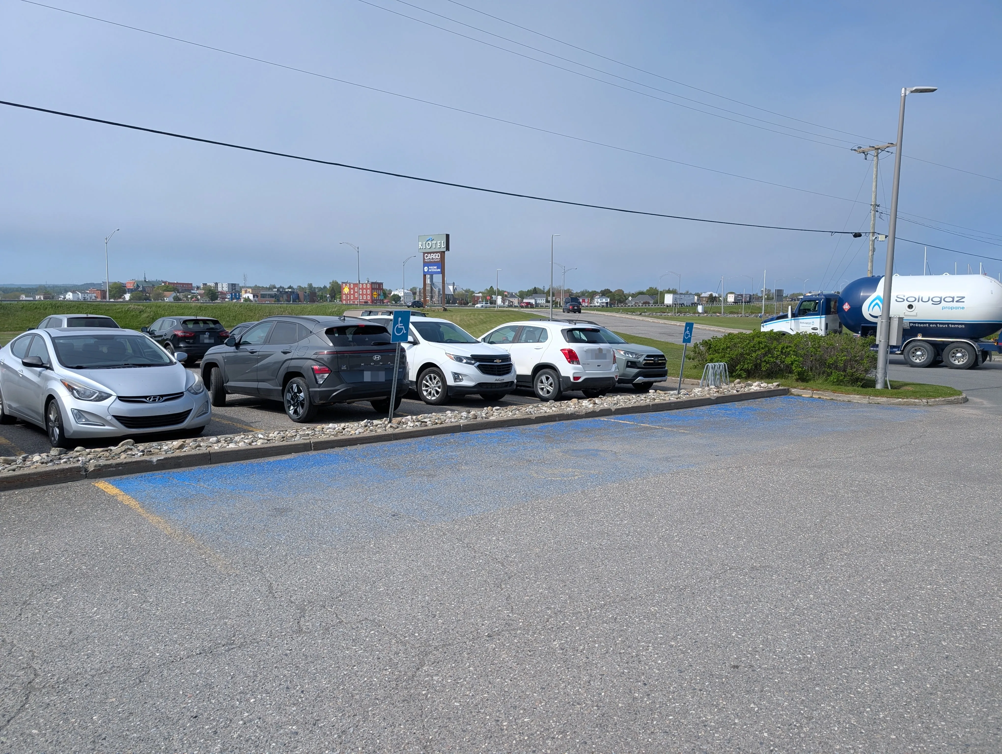 Reserved parking spaces near the entrance