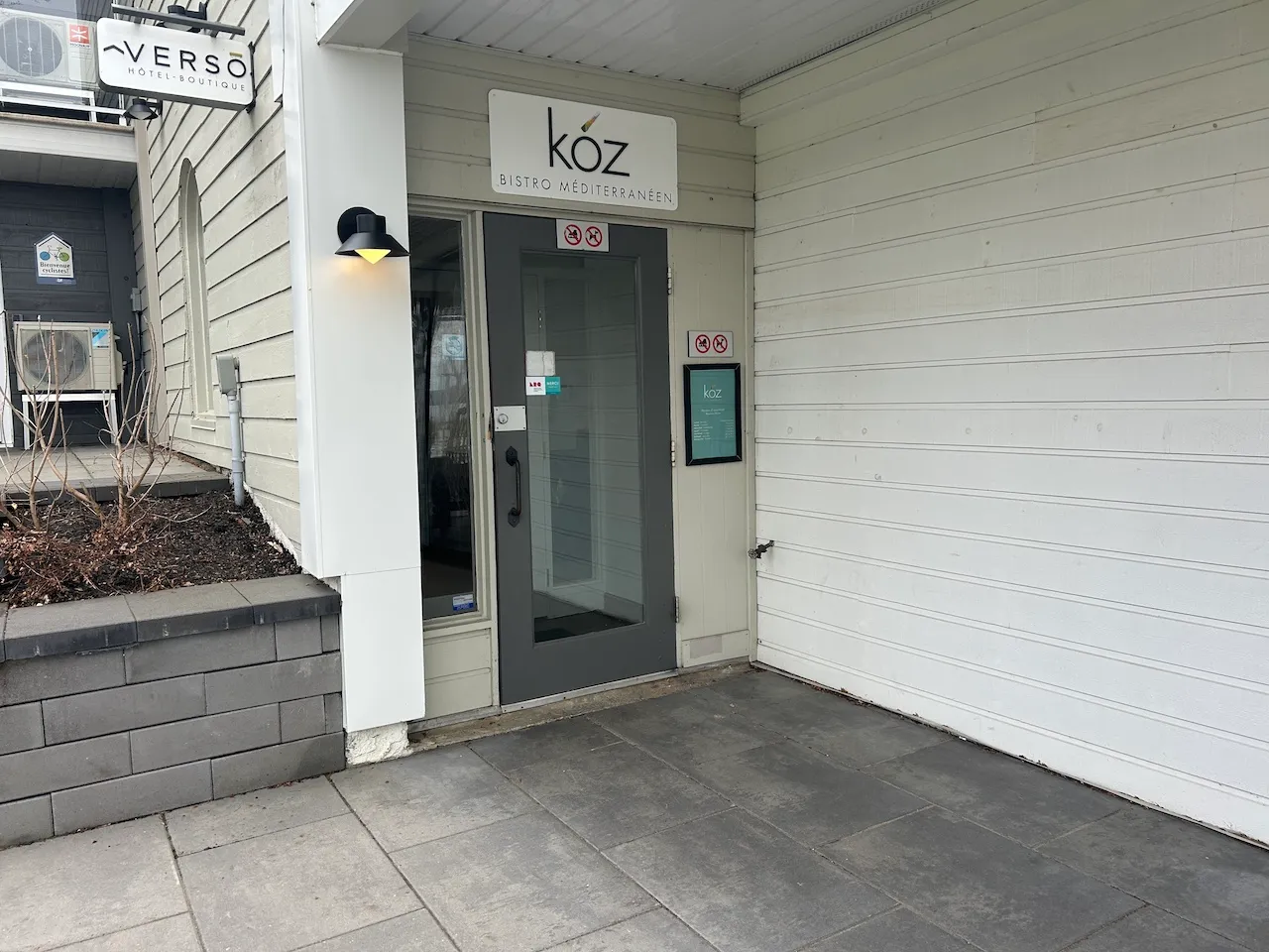 Entrance located at the rear of the building