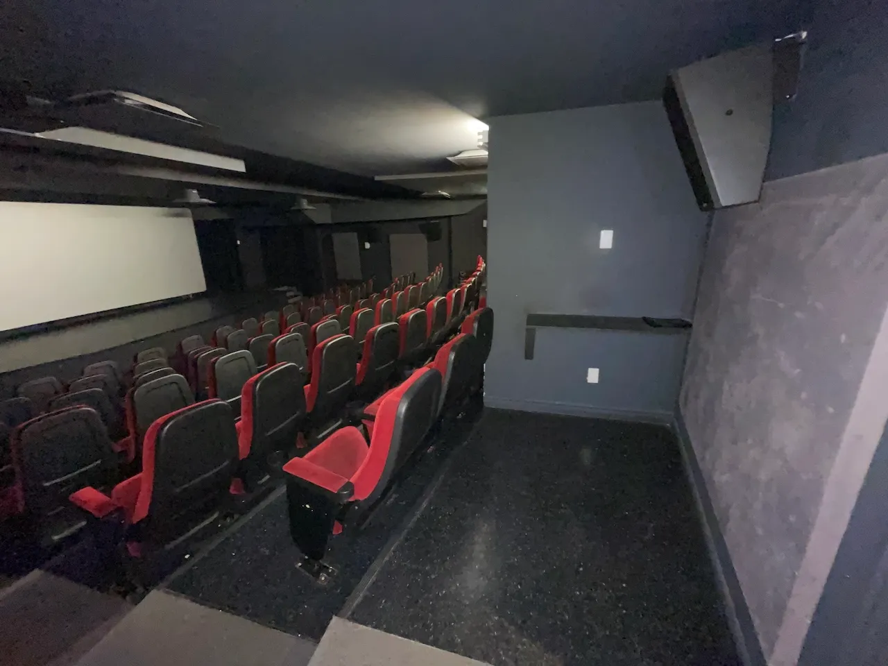 Reserved seats at the front of the movie theater