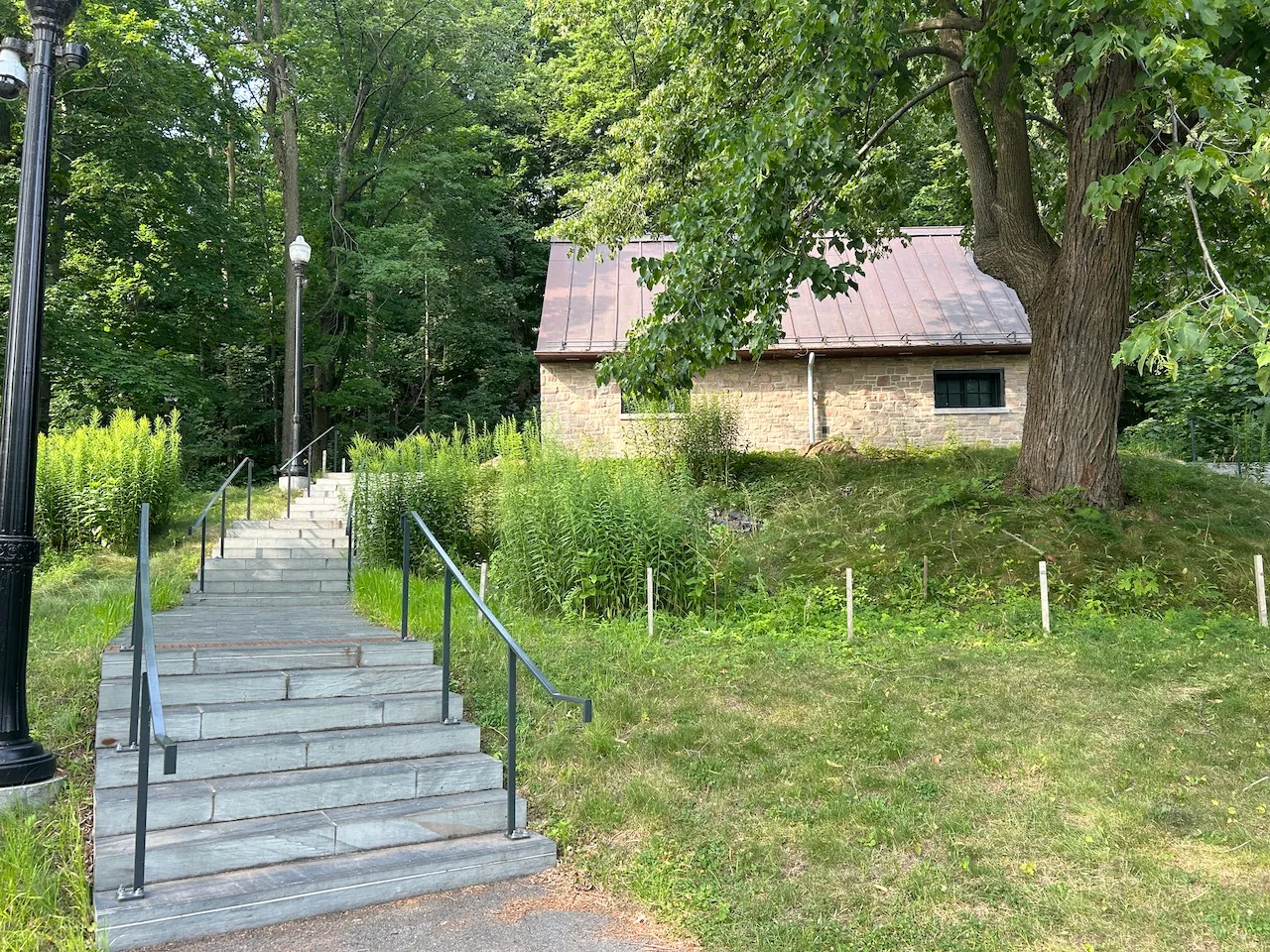Exterior of the public restroom