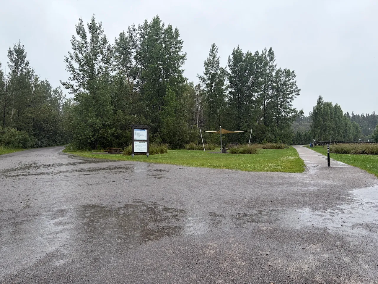 Aire de repos près du pavillon central et départ des sentiers
