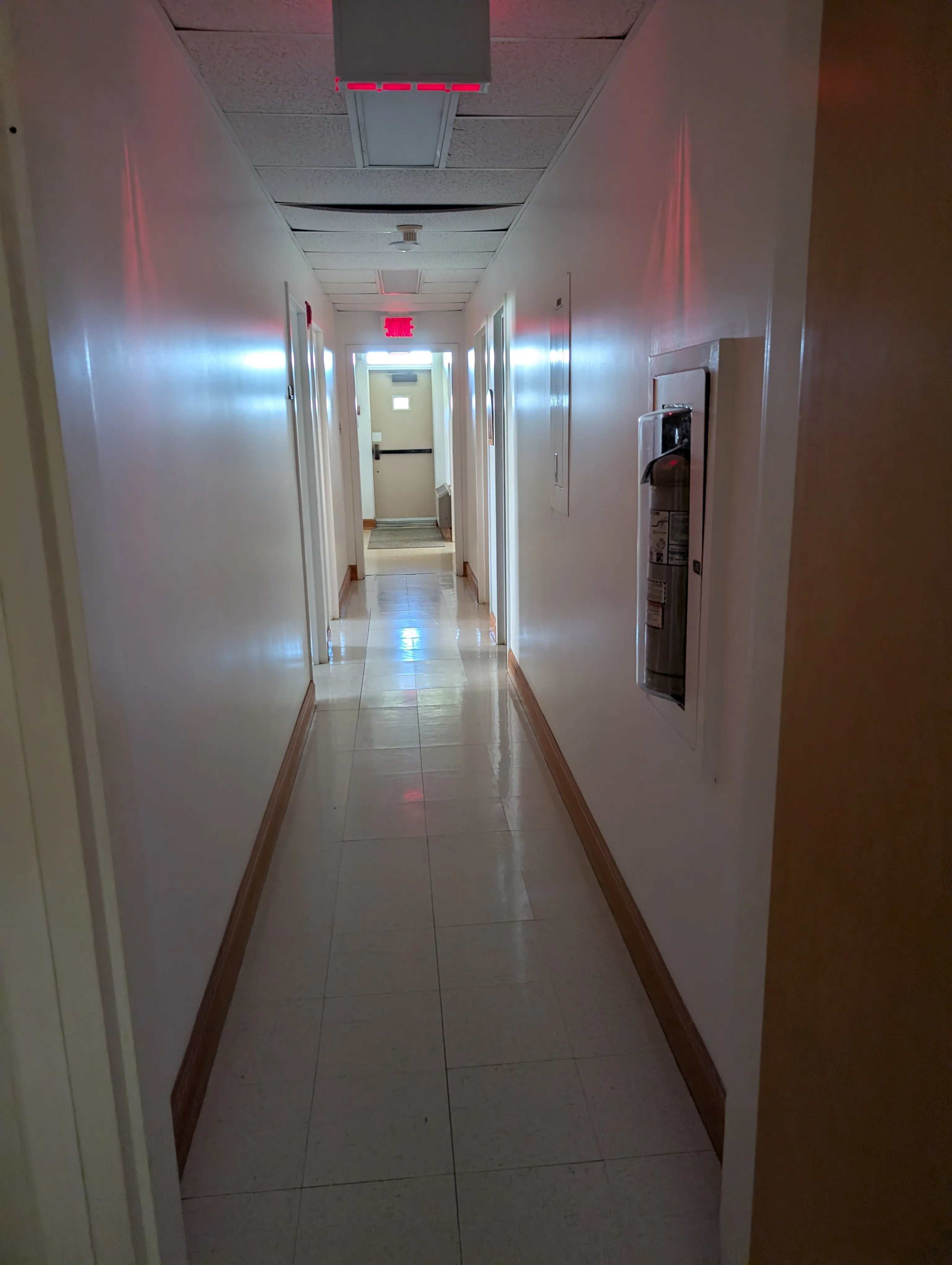 Hallway leading to the women's rooms