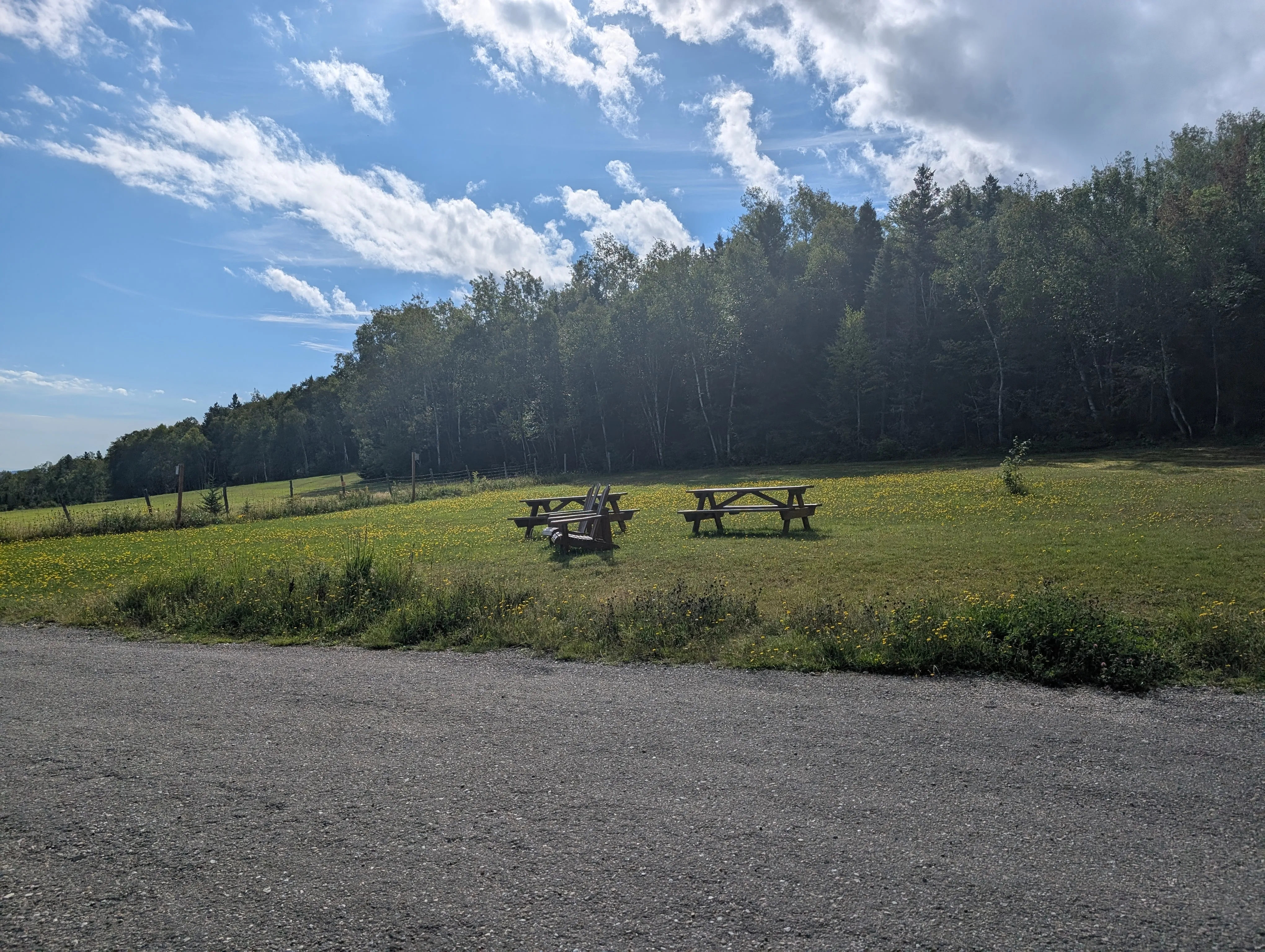 Parking and picnic tables
